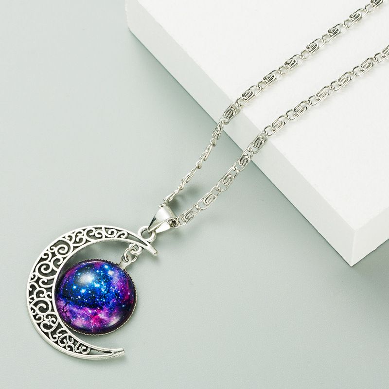 Fashion moon Galaxy star jewel necklace Europe and America hip hop sweater chain jewelry for men and women