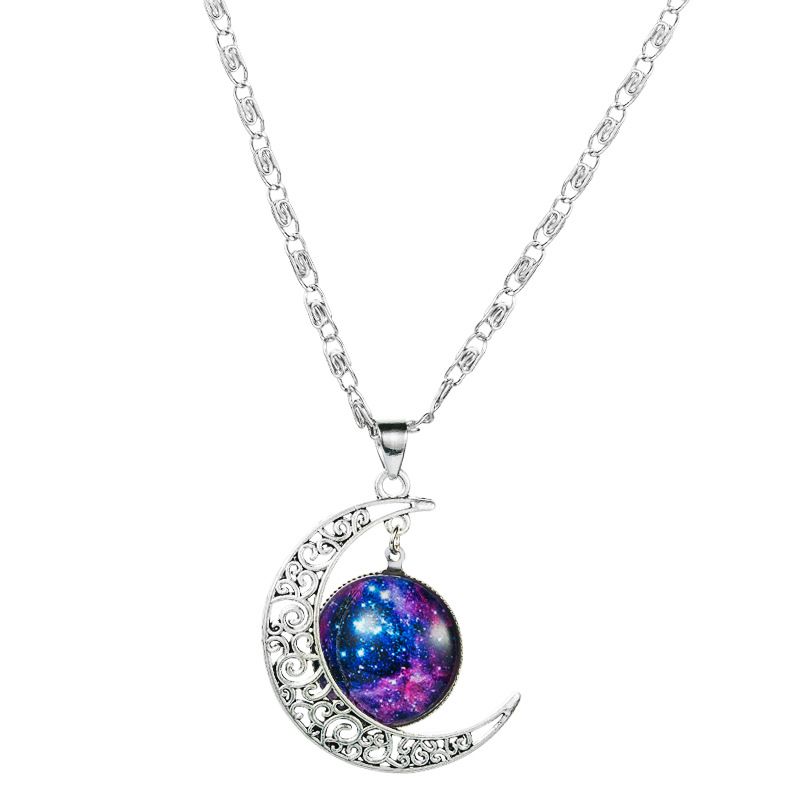 Fashion moon Galaxy star jewel necklace Europe and America hip hop sweater chain jewelry for men and women
