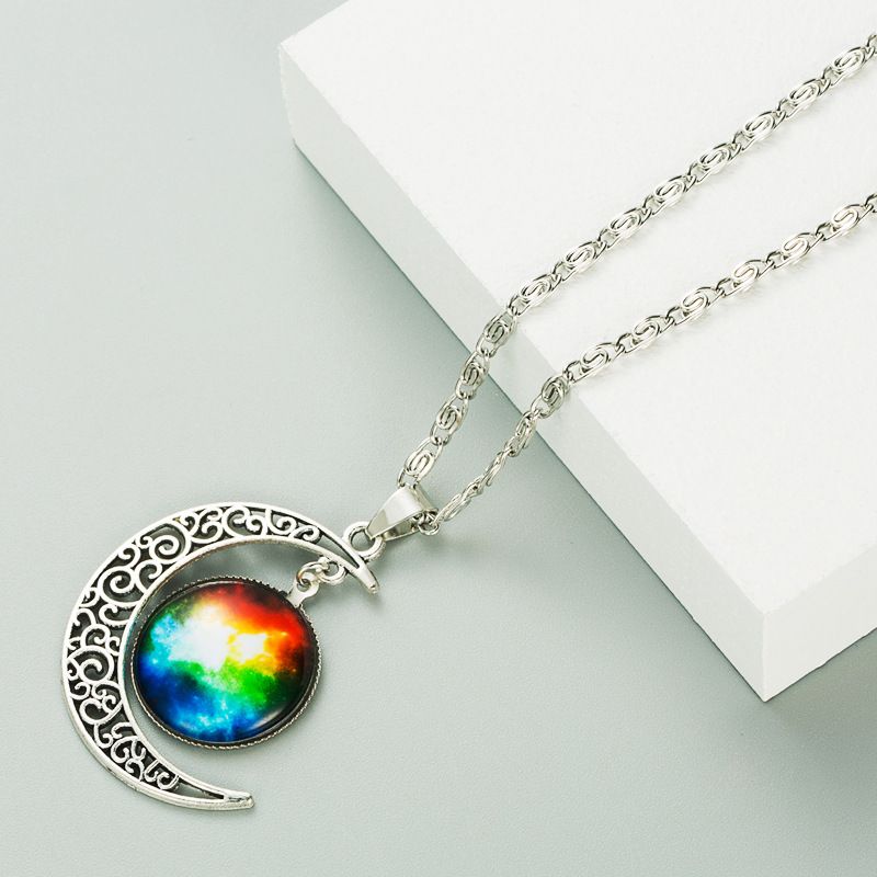 Fashion moon Galaxy star jewel necklace Europe and America hip hop sweater chain jewelry for men and women