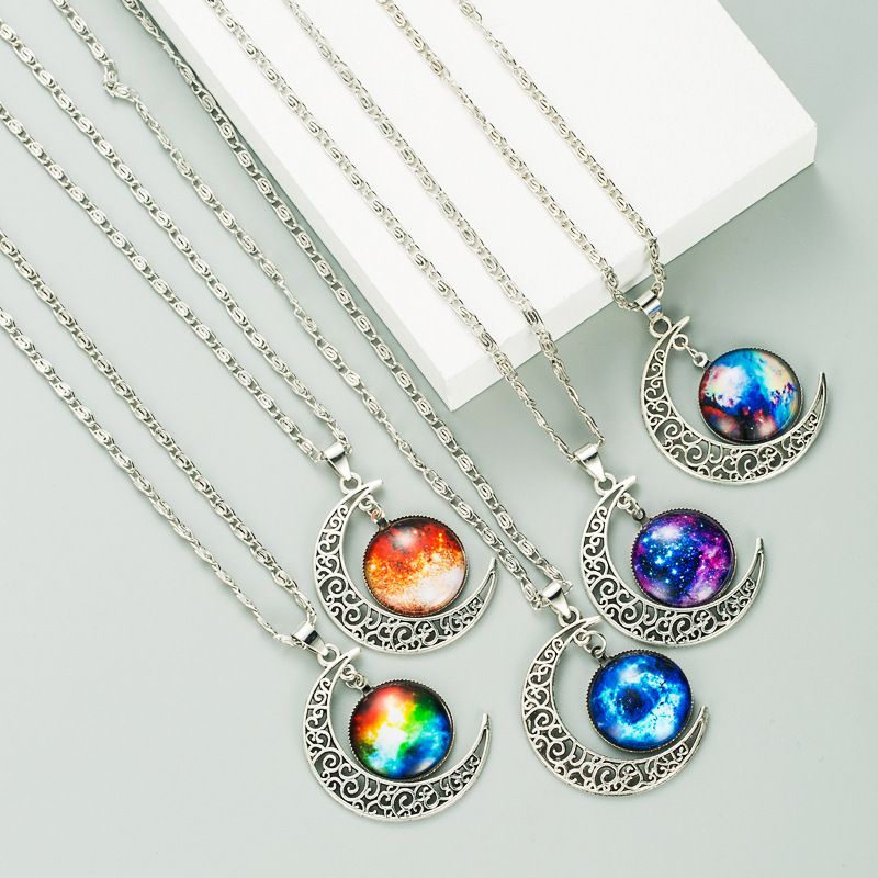 Fashion moon Galaxy star jewel necklace Europe and America hip hop sweater chain jewelry for men and women