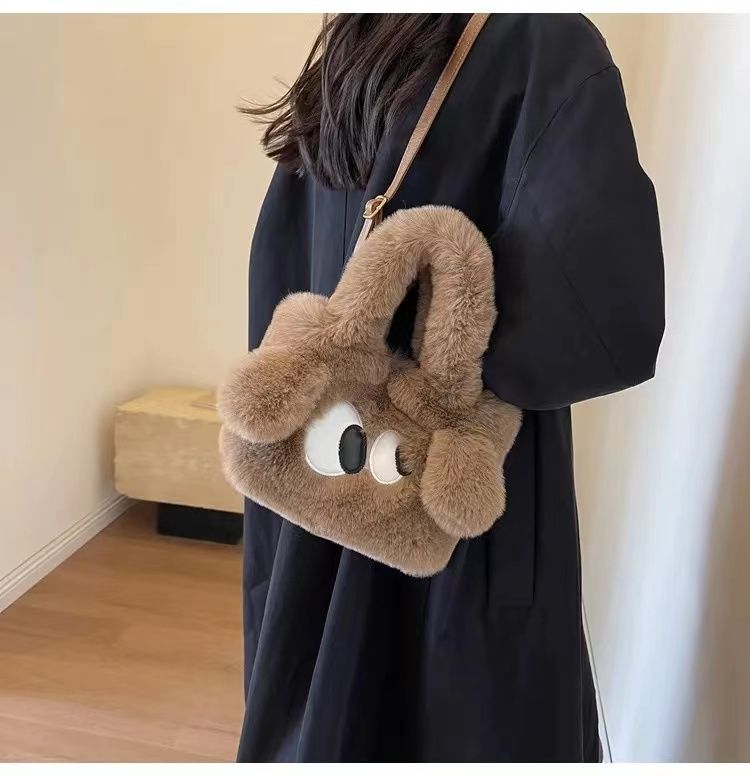 Trendy Designer Cute Tote Faux Fur Shoulder Crossbody Bags for Women Handbags and Purses  New Fashion Ladies Messenger Bags  Clutch Purse Kawaii Bag