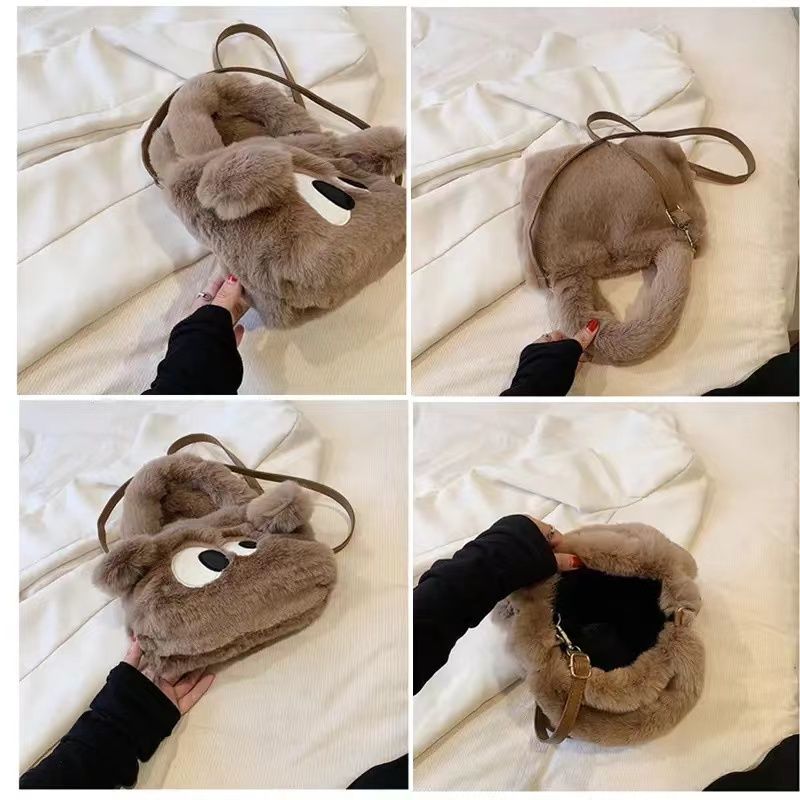 Trendy Designer Cute Tote Faux Fur Shoulder Crossbody Bags for Women Handbags and Purses  New Fashion Ladies Messenger Bags  Clutch Purse Kawaii Bag