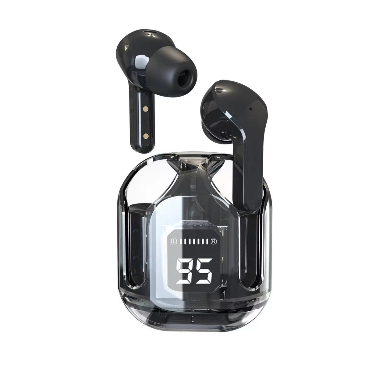 Wireless Bluetooth Headset Transparent ENC Earphones LED Power Digital Display Stereo HIFI Sound TWS Earphones for Sports Working