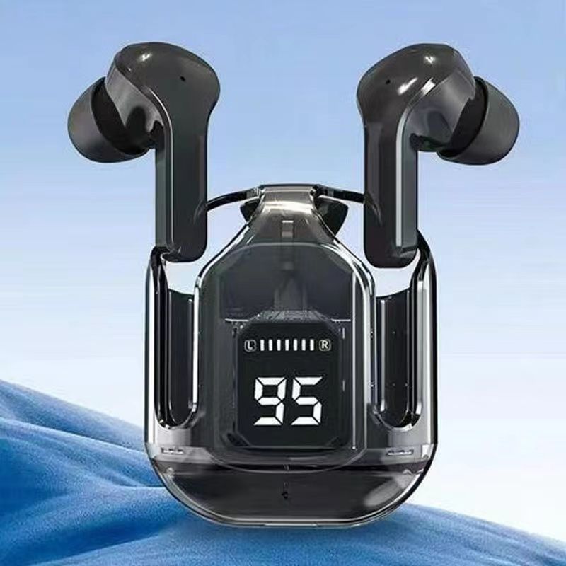 Wireless Bluetooth Headset Transparent ENC Earphones LED Power Digital Display Stereo HIFI Sound TWS Earphones for Sports Working