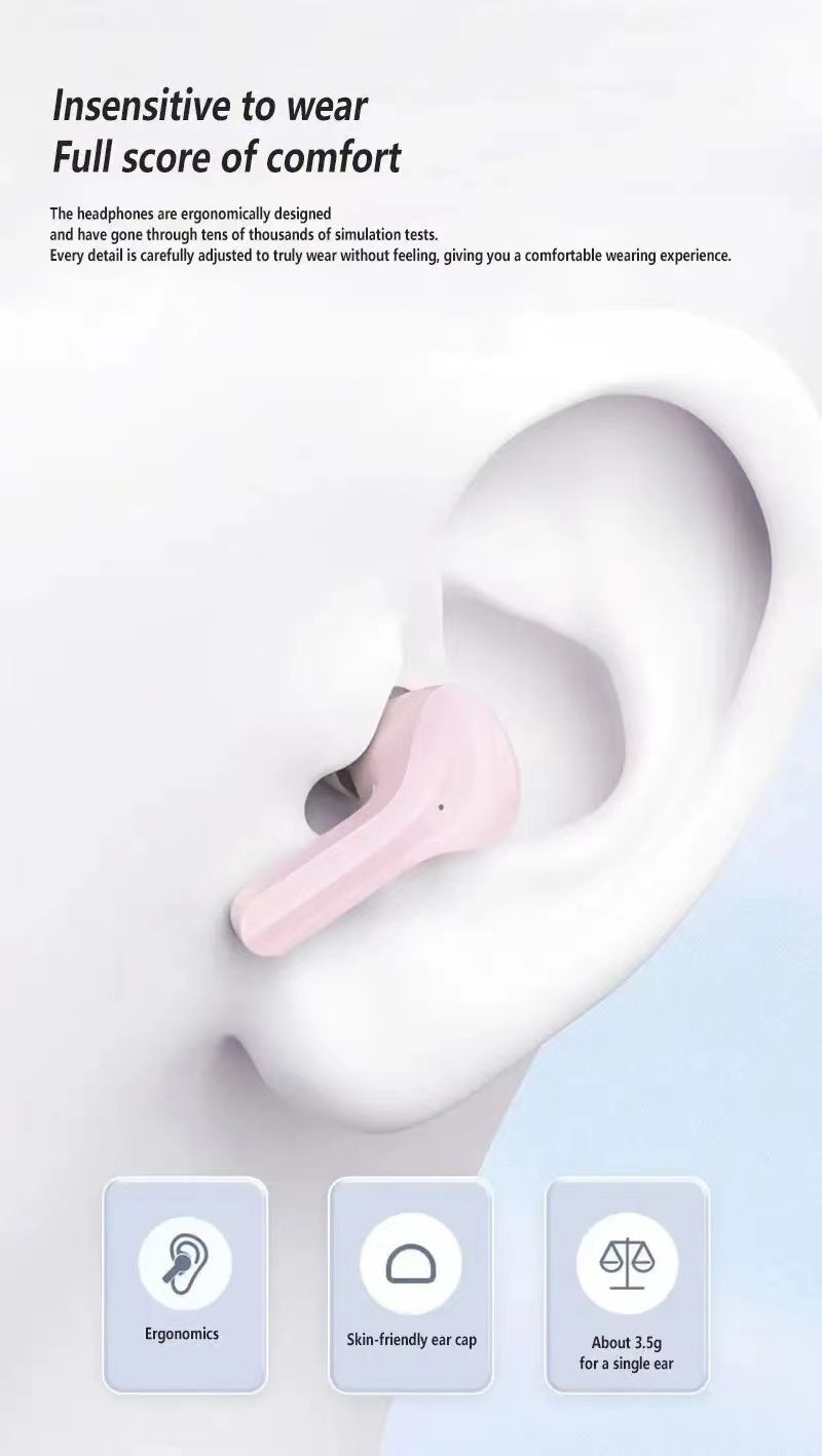 Wireless Bluetooth Headset Transparent ENC Earphones LED Power Digital Display Stereo HIFI Sound TWS Earphones for Sports Working