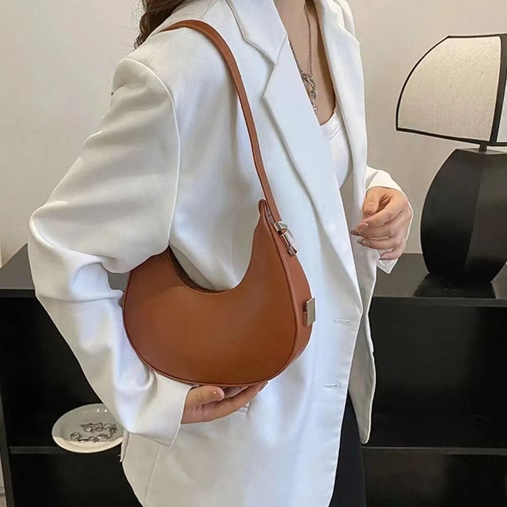 Fashion PU Leather Underarm Bags Women Clutch Handbags Single Shoulder Bag Ladies Trendy Simple Hobos Bag Female Totes