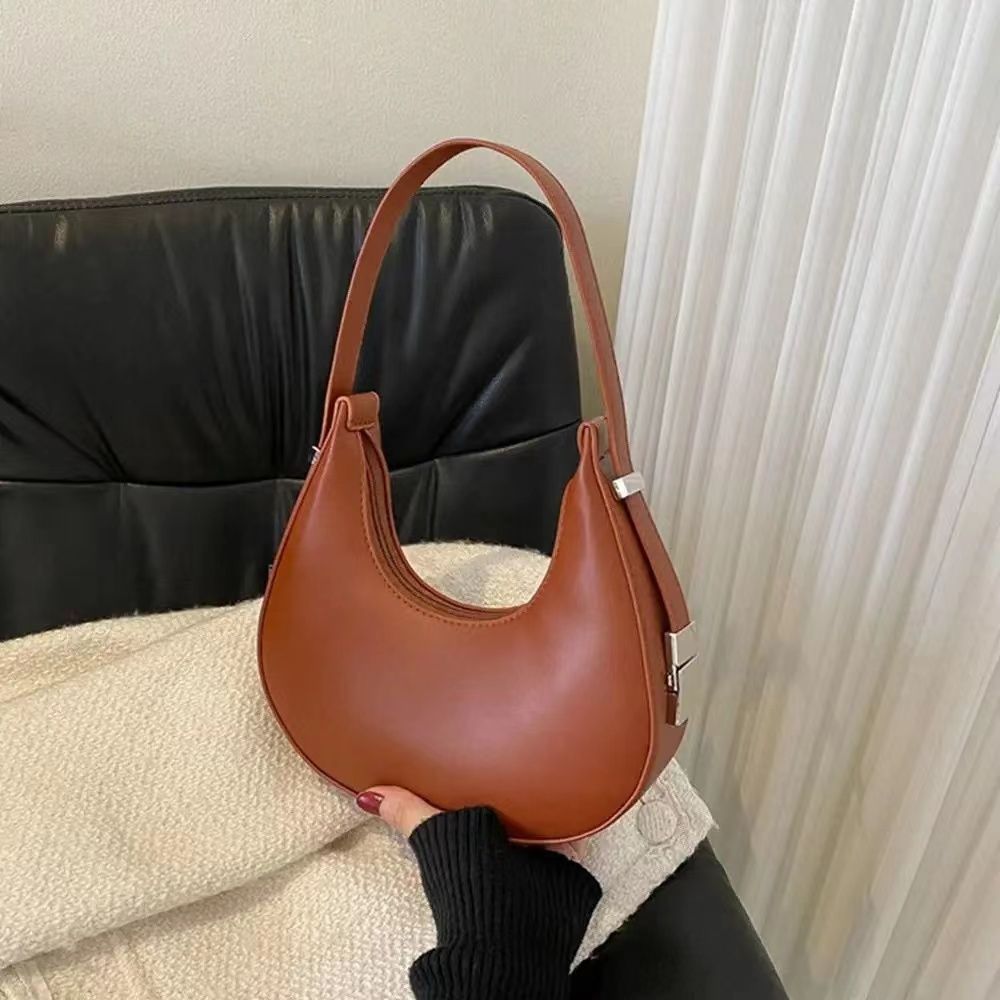 Fashion PU Leather Underarm Bags Women Clutch Handbags Single Shoulder Bag Ladies Trendy Simple Hobos Bag Female Totes