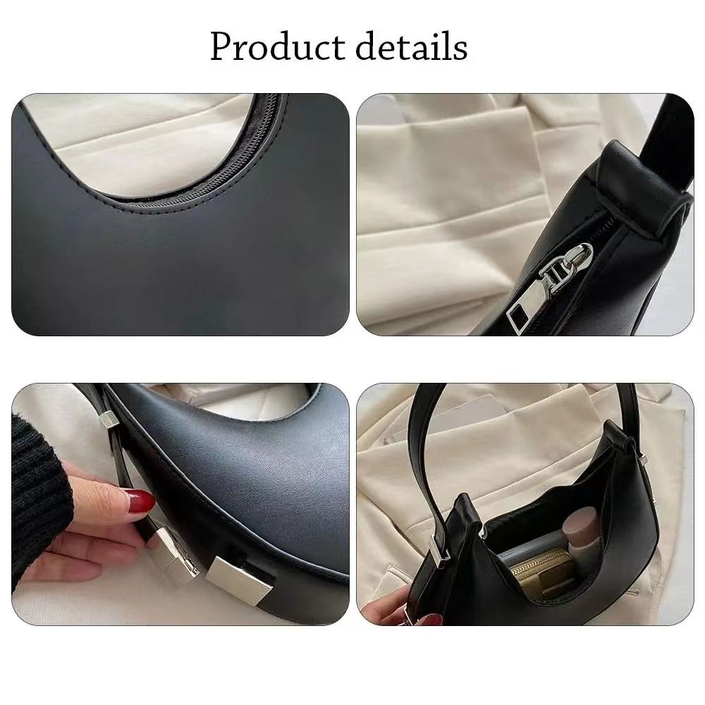 Fashion PU Leather Underarm Bags Women Clutch Handbags Single Shoulder Bag Ladies Trendy Simple Hobos Bag Female Totes