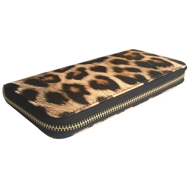 High Quality Leopard Print Zipper Wallet Clutch Credit Card Holder Female Phone Bag Thread Wristlet Wallets Coin Purse Handbag