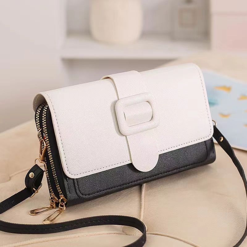 Fashionable Color Blocking Single Shoulder Crossbody Bag Mobile Phone Bag Cover Sty Ladies Wallet Women's Small Square Bag Large Capacity Shoulder Bag Fashion PU Leather Coin Purse Handbag