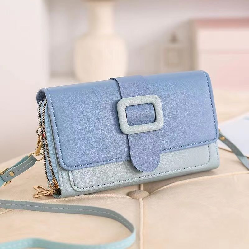 Fashionable Color Blocking Single Shoulder Crossbody Bag Mobile Phone Bag Cover Sty Ladies Wallet Women's Small Square Bag Large Capacity Shoulder Bag Fashion PU Leather Coin Purse Handbag
