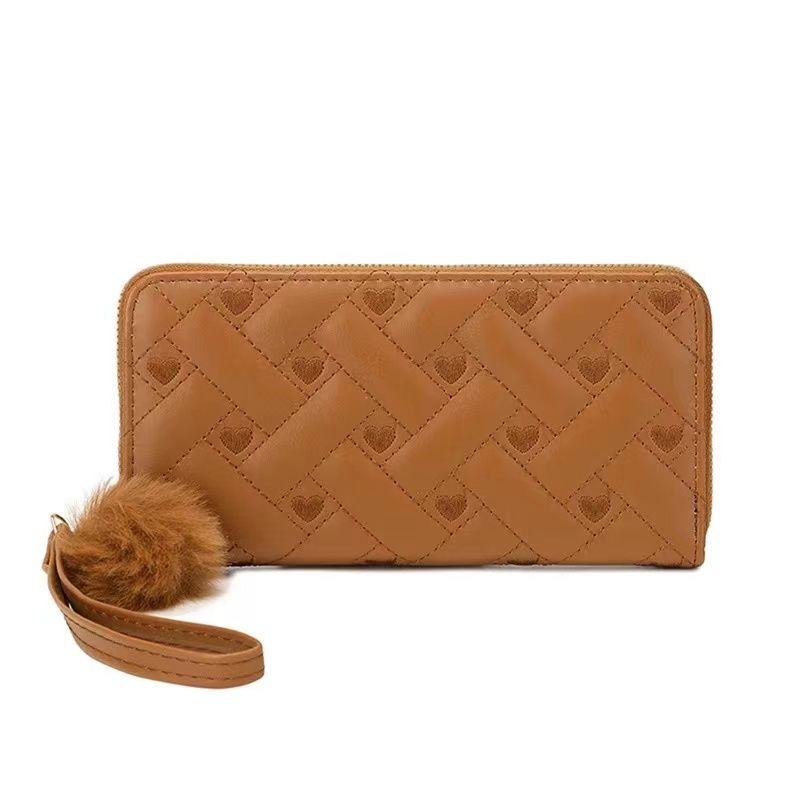 Women'S Wallet Heart Embroidery Line Clutch Long Solid Color Zipper Coin Purse Casual Fashion Multi-Layer Card Bag Gift Women's Plaid Wallet Geometric Pattern Zip Money Clip