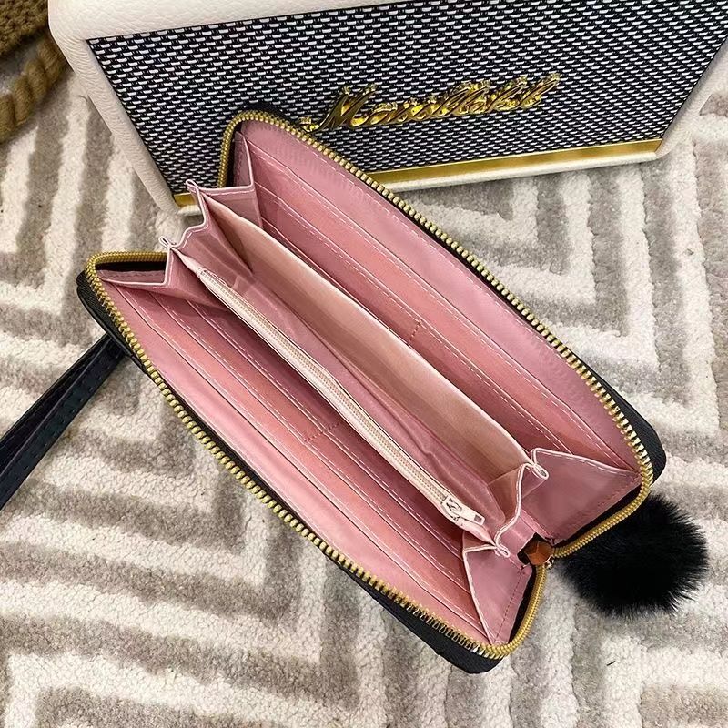 Women'S Wallet Heart Embroidery Line Clutch Long Solid Color Zipper Coin Purse Casual Fashion Multi-Layer Card Bag Gift Women's Plaid Wallet Geometric Pattern Zip Money Clip