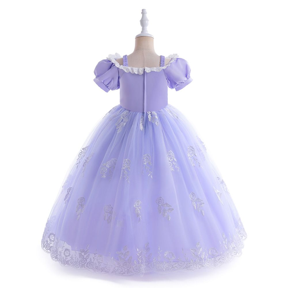 Girls' Long Lace Dress in Good Mesh Frozen Princess Sofia dress Rapunzel Cosplay Pompadour Children' Costume