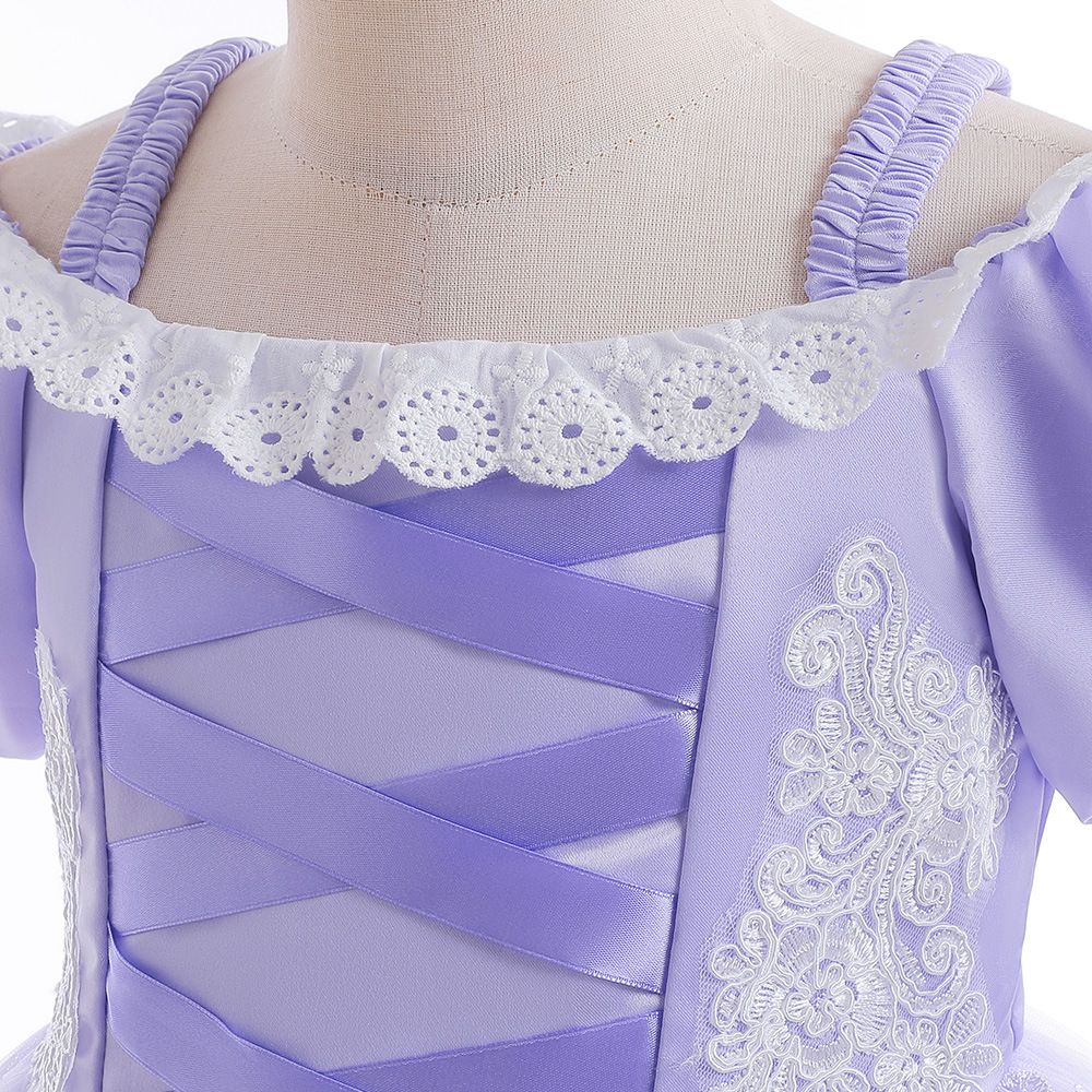 Girls' Long Lace Dress in Good Mesh Frozen Princess Sofia dress Rapunzel Cosplay Pompadour Children' Costume