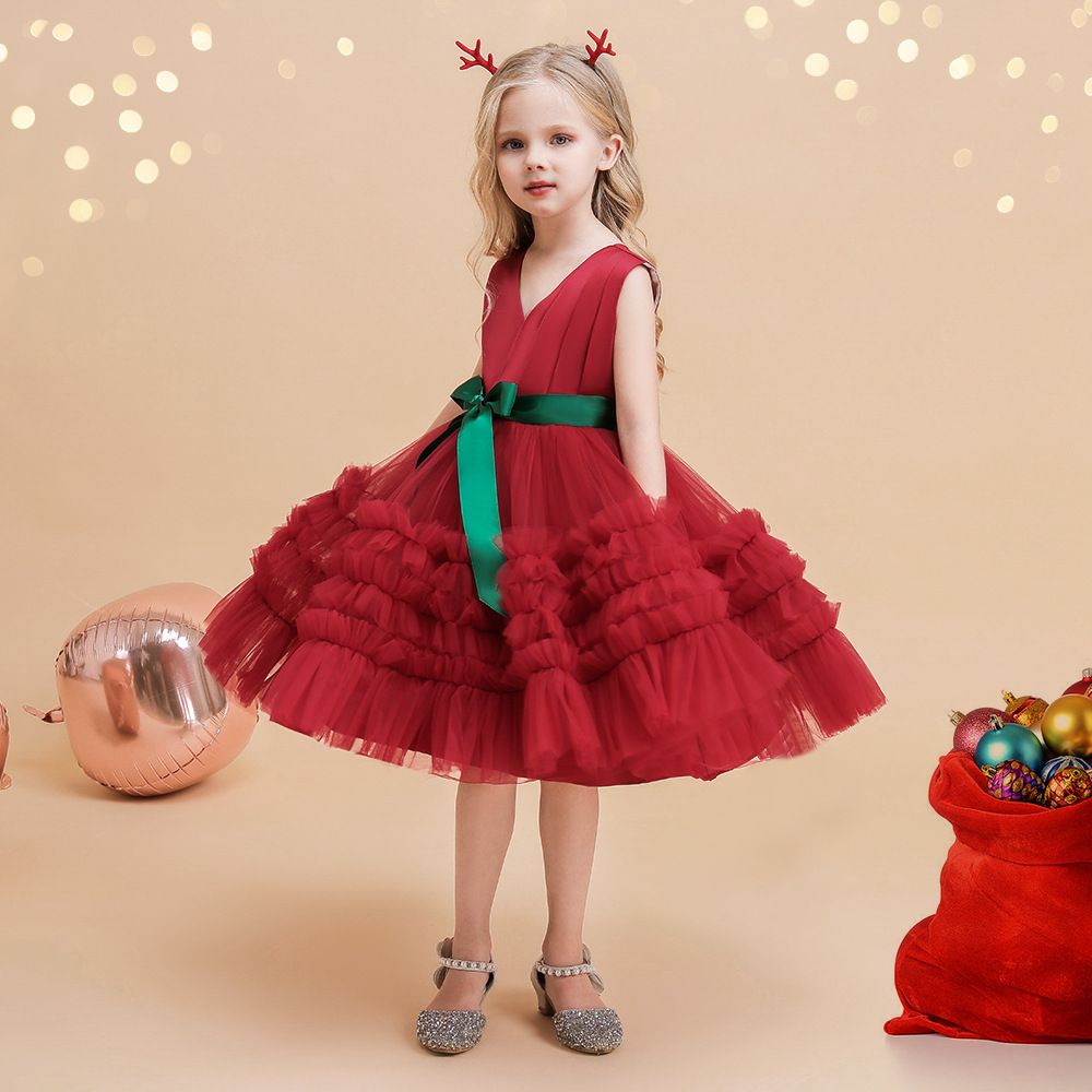 7 Year Flower Ball Gowns Kids Puffy Pageant Princess Party Wear Dresses For Girls