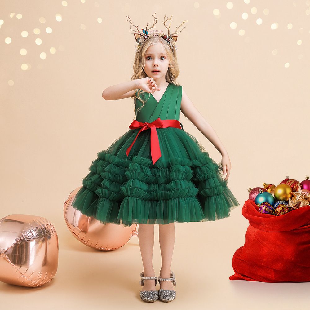 7 Year Flower Ball Gowns Kids Puffy Pageant Princess Party Wear Dresses For Girls