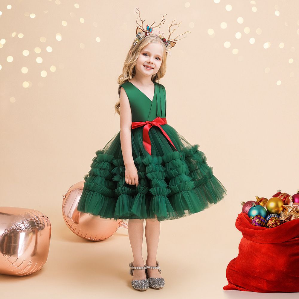 7 Year Flower Ball Gowns Kids Puffy Pageant Princess Party Wear Dresses For Girls