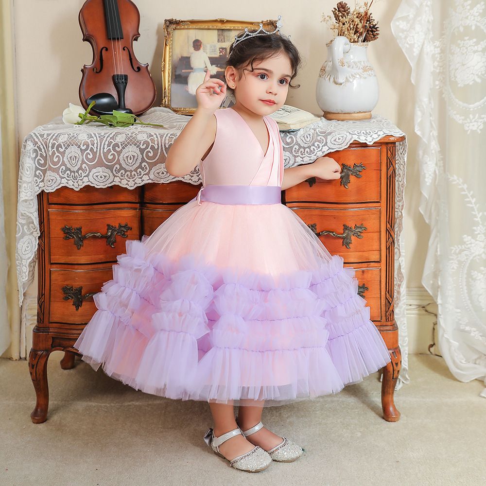 7 Year Flower Ball Gowns Kids Puffy Pageant Princess Party Wear Dresses For Girls