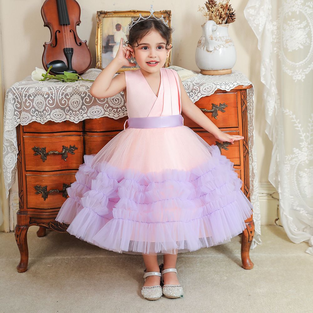 7 Year Flower Ball Gowns Kids Puffy Pageant Princess Party Wear Dresses For Girls