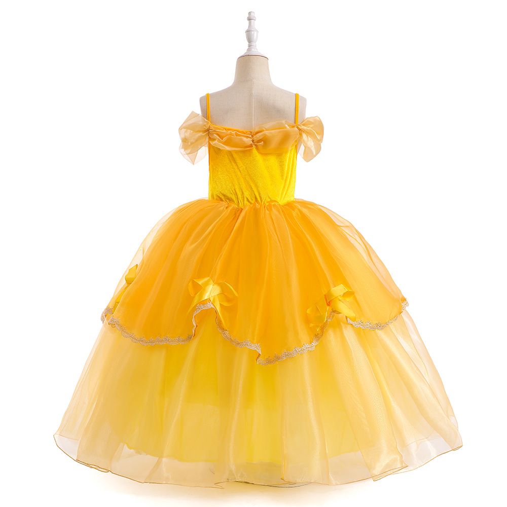 MQATZ hot sale yellow princess girl dress puffy bell Beauty and the Beast cosplay baby dress SMR045