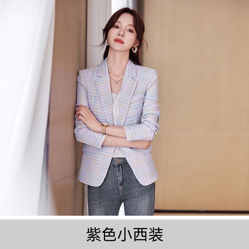 British Casual Plaid Suit Elegant Spring & Autumn Celebrity Style Blazer for women