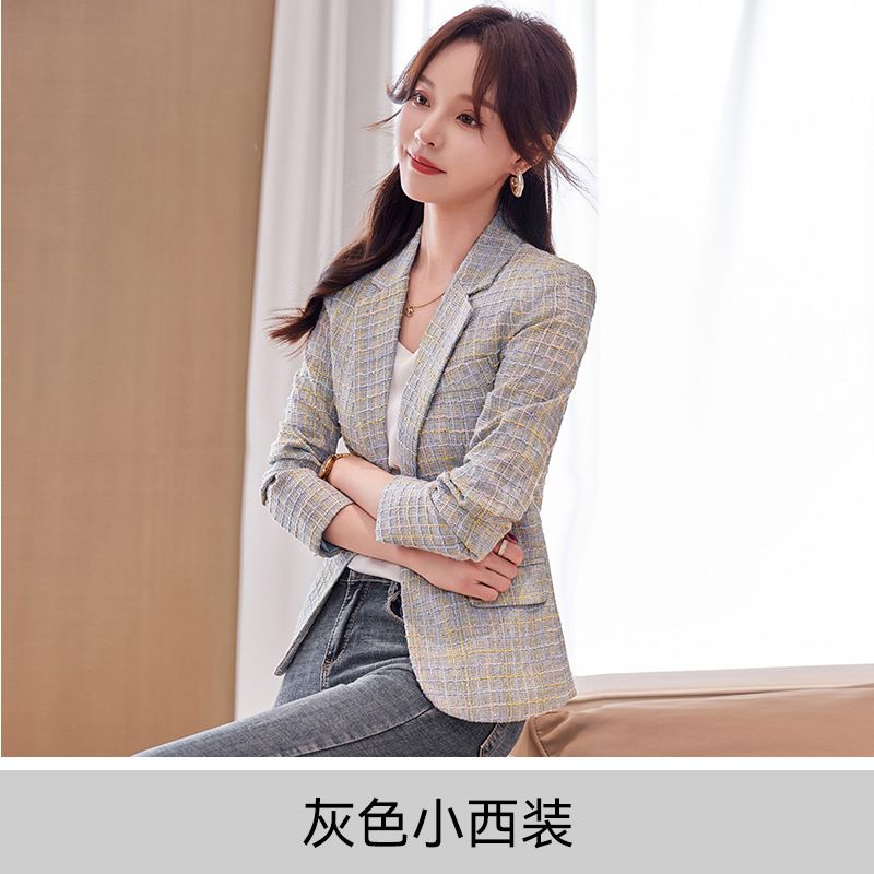 British Casual Plaid Suit Elegant Spring & Autumn Celebrity Style Blazer for women