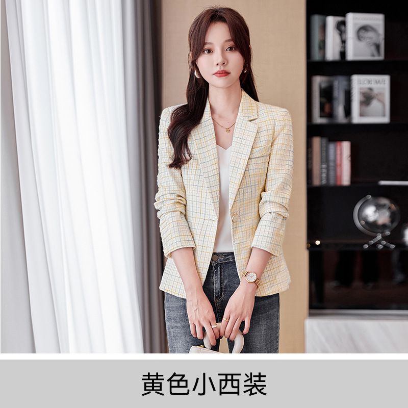 British Casual Plaid Suit Elegant Spring & Autumn Celebrity Style Blazer for women