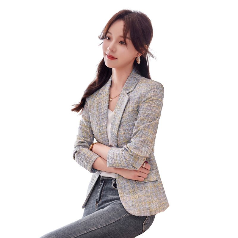British Casual Plaid Suit Elegant Spring & Autumn Celebrity Style Blazer for women