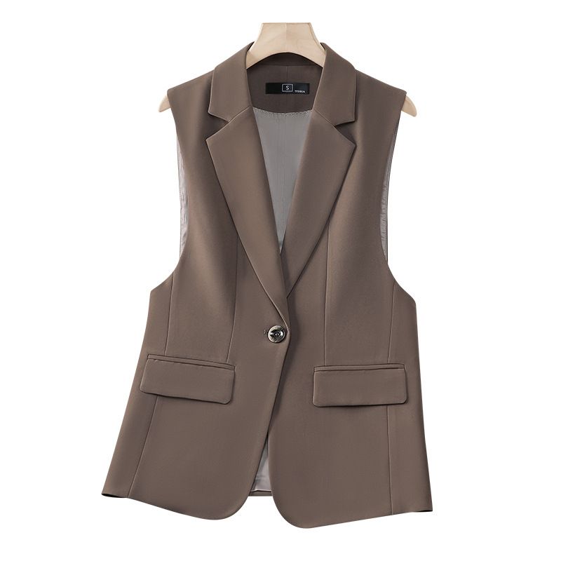 Office Suit Coat Vest New Fashion Women Lady Elegant Waistcoat Vest Korean Sleeveless Jacket Solid Color One Button Waistcoat