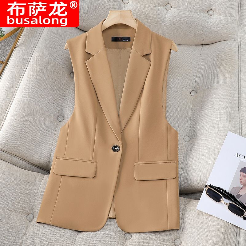 Office Suit Coat Vest New Fashion Women Lady Elegant Waistcoat Vest Korean Sleeveless Jacket Solid Color One Button Waistcoat