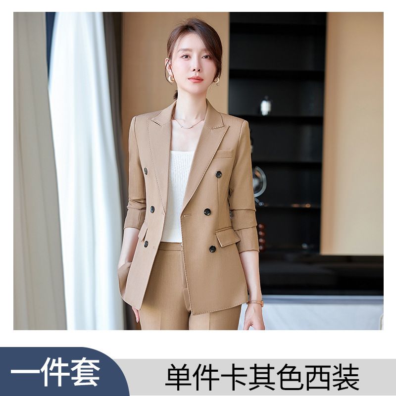 Professional elegant suit jacket, oversized pants set, women's office formal uniform, business white-collar work uniform