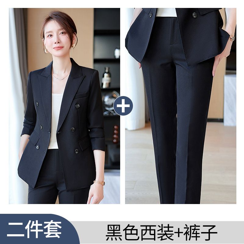 Professional elegant suit jacket, oversized pants set, women's office formal uniform, business white-collar work uniform