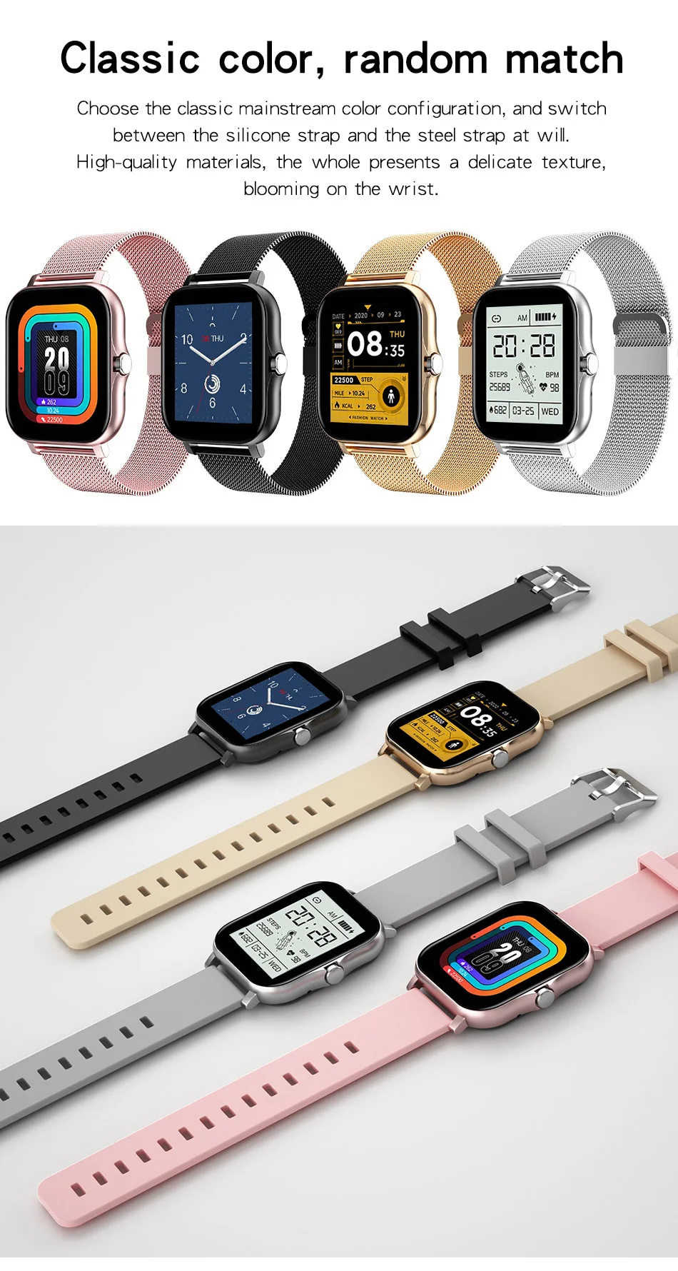 Smart Watch For Men Women Gift 1.44" Screen Full Touch Sports Fitness Watches Bluetooth Calls Digital Smartwatch Wristwatch