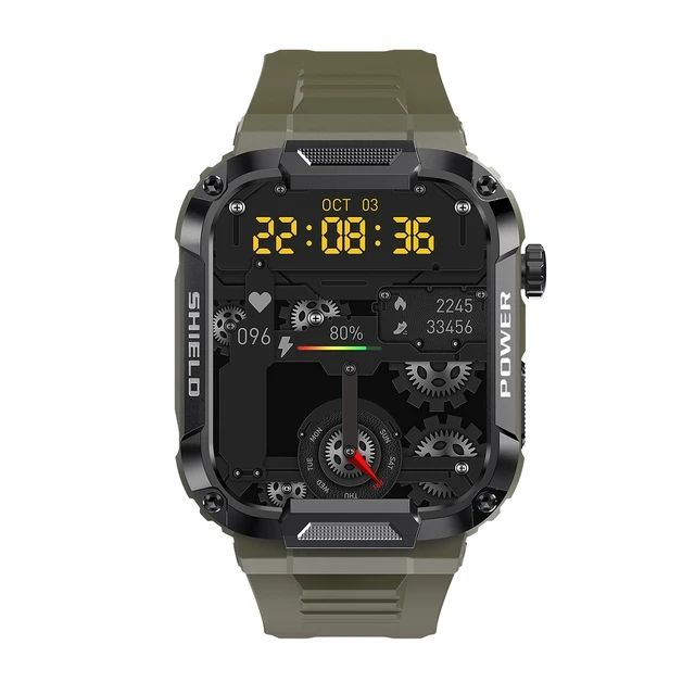 MK66 Rugged Military Smart Watch Men 400mh Large Battery Heart Rate Monitoring 1.85'' Bluetooth Call Smartwatch For APP Gloryfit