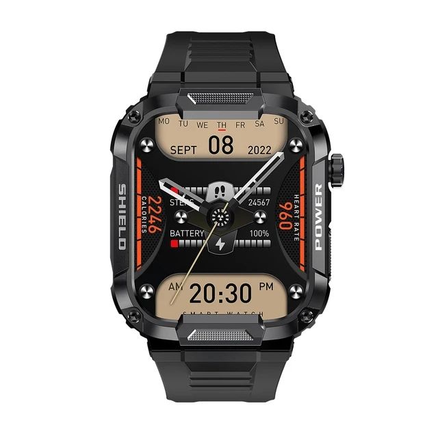 MK66 Rugged Military Smart Watch Men 400mh Large Battery Heart Rate Monitoring 1.85'' Bluetooth Call Smartwatch For APP Gloryfit