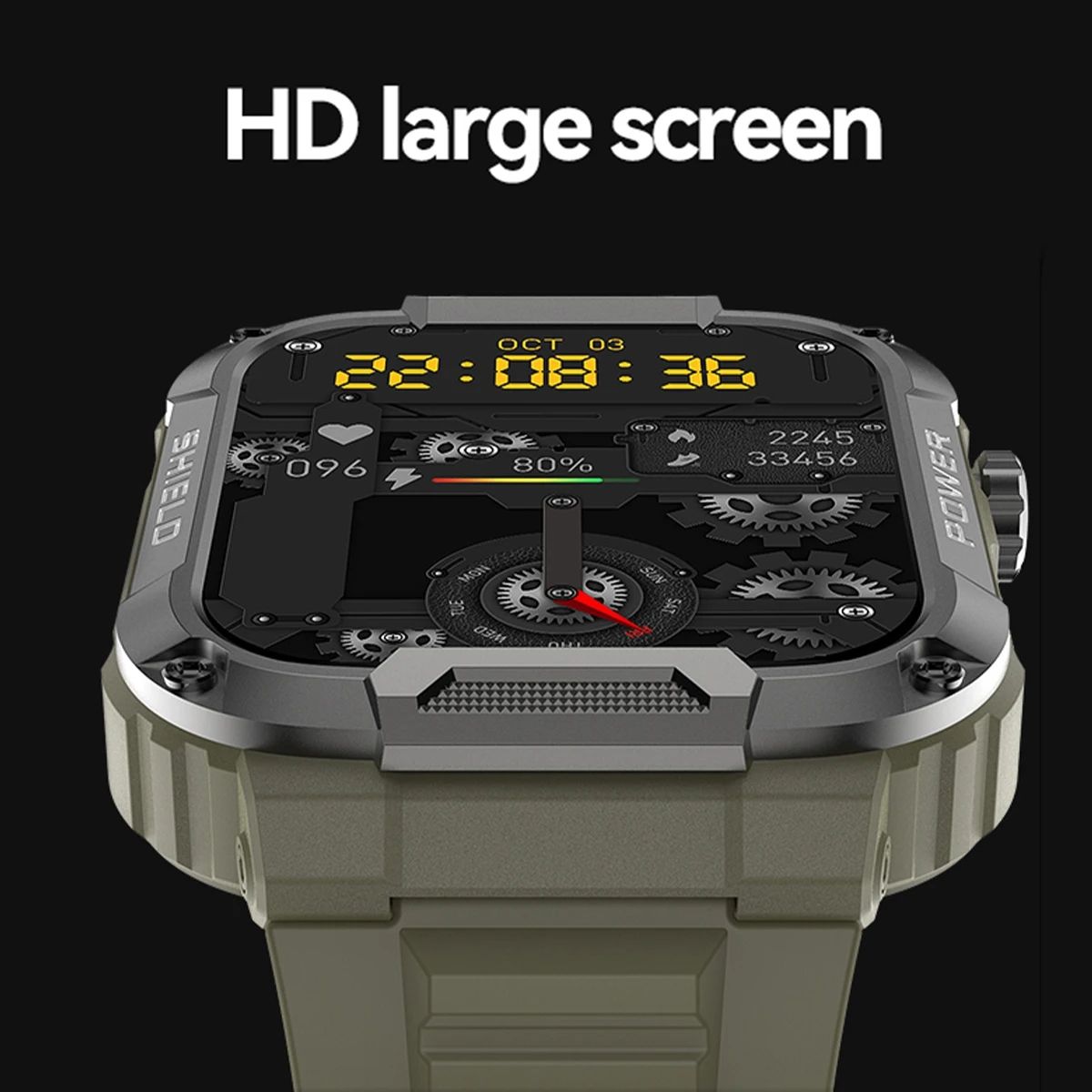 MK66 Rugged Military Smart Watch Men 400mh Large Battery Heart Rate Monitoring 1.85'' Bluetooth Call Smartwatch For APP Gloryfit