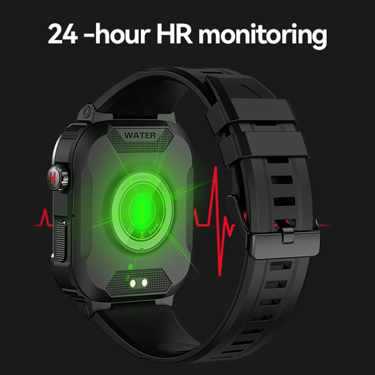 MK66 Rugged Military Smart Watch Men 400mh Large Battery Heart Rate Monitoring 1.85'' Bluetooth Call Smartwatch For APP Gloryfit
