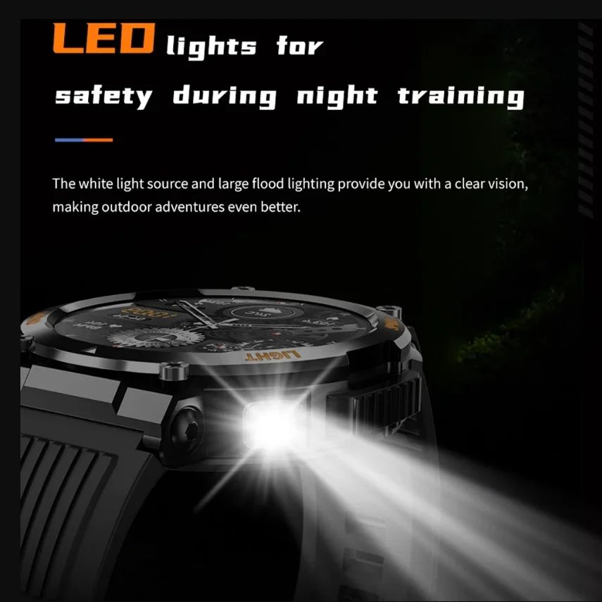 V68 Outdoor SmartWatch 1.46'' IPS Screen Compass Heart Rate Monitor Sleep Tracker Watches Multiple Sport Modes Fitness Watch