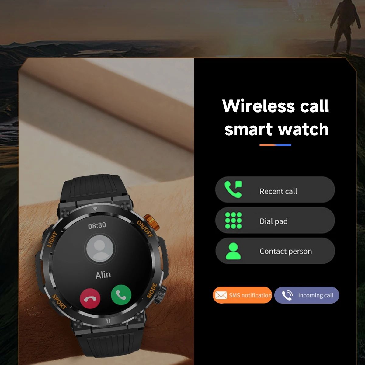 V68 Outdoor SmartWatch 1.46'' IPS Screen Compass Heart Rate Monitor Sleep Tracker Watches Multiple Sport Modes Fitness Watch