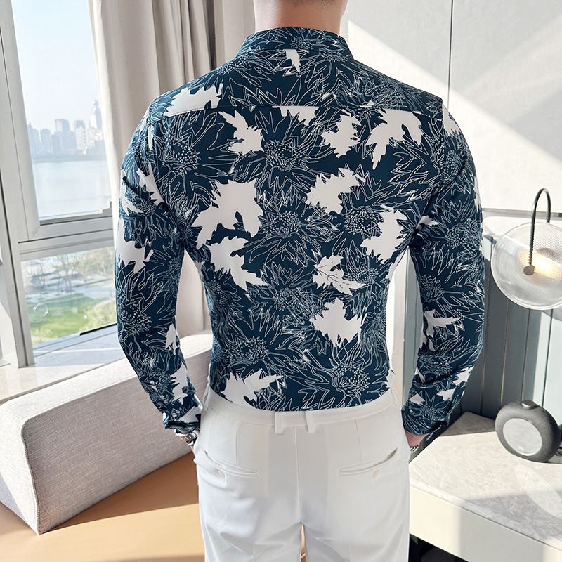 Men Design Shirt ,Floral Flannel Vintage Printed Gym Shirt Men,Men's Long Sleeve Formal Casual Clothing Dress Shirt,Plus Size Men shirt