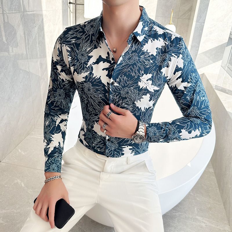 Men Design Shirt ,Floral Flannel Vintage Printed Gym Shirt Men,Men's Long Sleeve Formal Casual Clothing Dress Shirt,Plus Size Men shirt