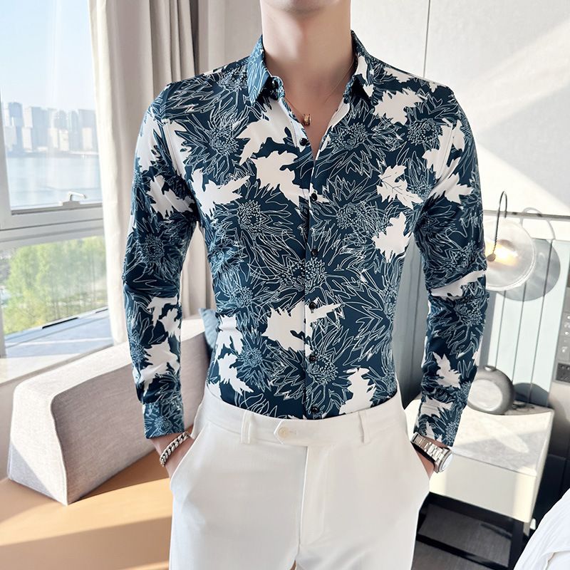 Men Design Shirt ,Floral Flannel Vintage Printed Gym Shirt Men,Men's Long Sleeve Formal Casual Clothing Dress Shirt,Plus Size Men shirt