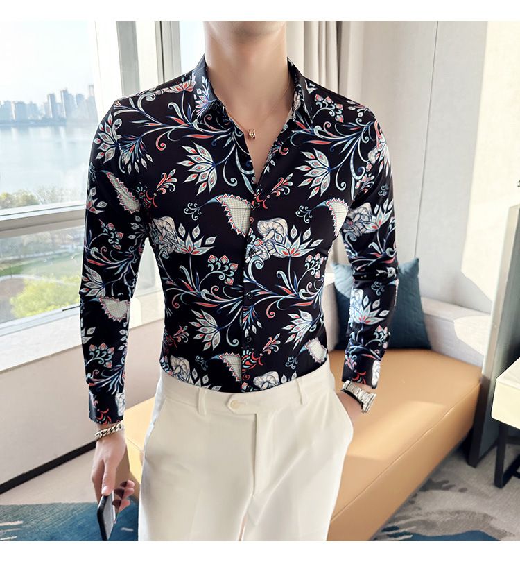 Cotton Button Down Shirts Long Sleeve Striped casual dresses Shirts For Men