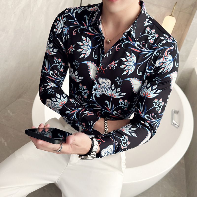 Cotton Button Down Shirts Long Sleeve Striped casual dresses Shirts For Men