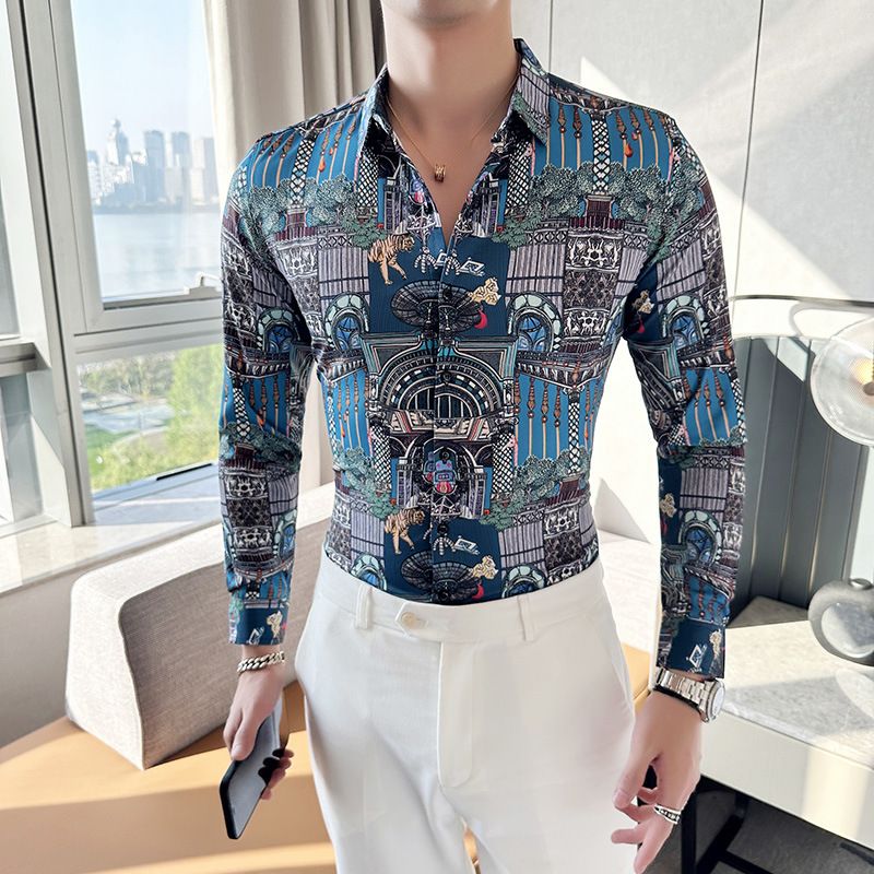 Men's Shirts New Fashion Long Sleeve Shirt Plus Size Single Button Turn Down Spring Men Clothing