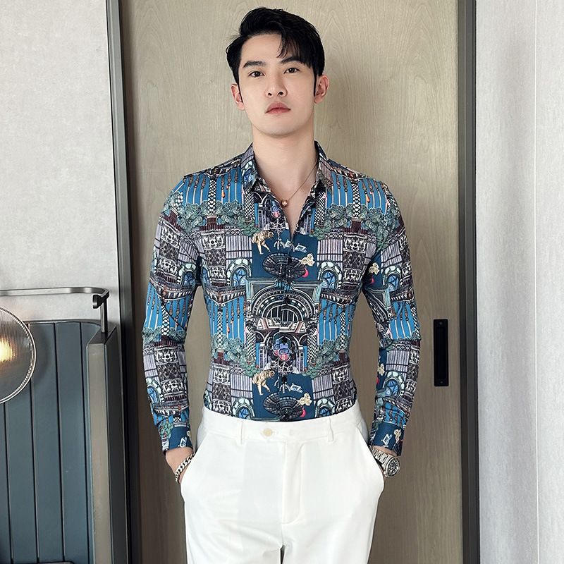 Men's Shirts New Fashion Long Sleeve Shirt Plus Size Single Button Turn Down Spring Men Clothing