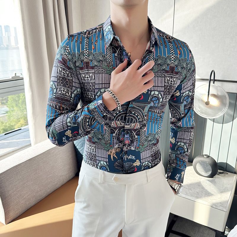 Men's Shirts New Fashion Long Sleeve Shirt Plus Size Single Button Turn Down Spring Men Clothing