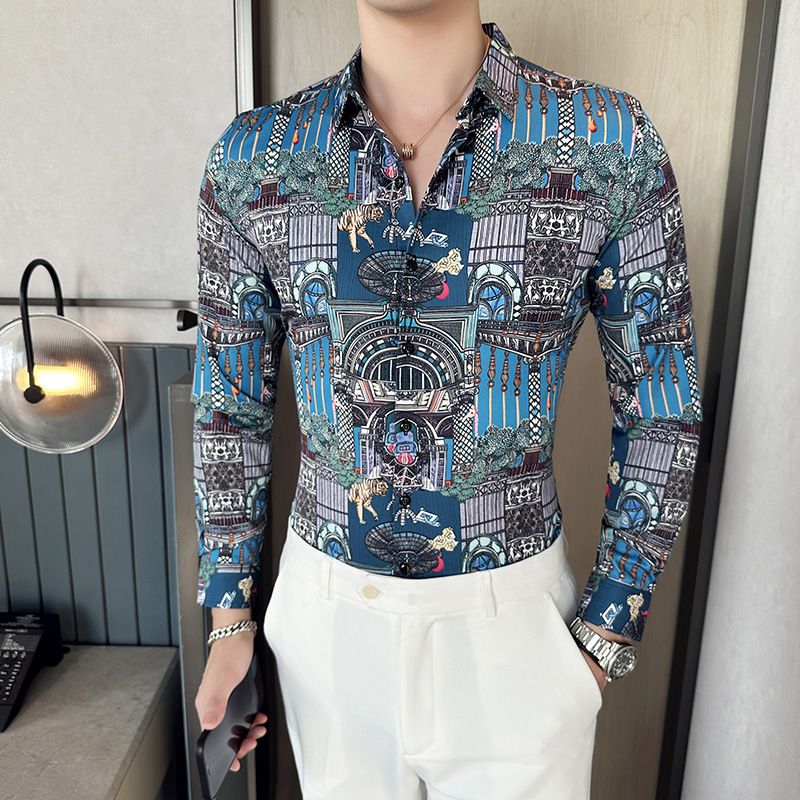 Men's Shirts New Fashion Long Sleeve Shirt Plus Size Single Button Turn Down Spring Men Clothing