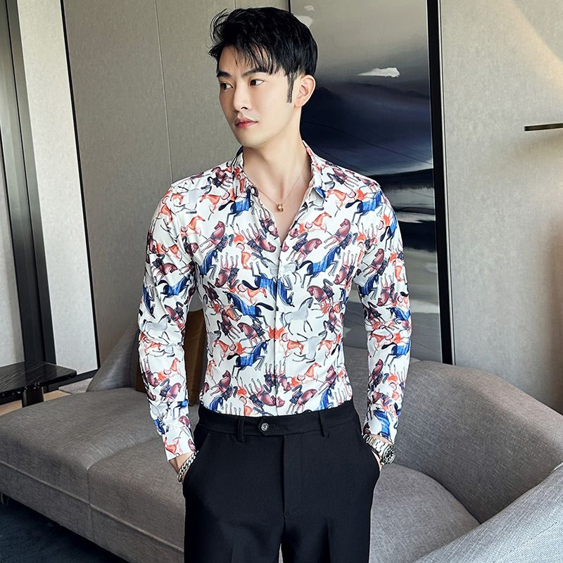 shirt men's long-sleeved Slim-free solid color professional business dress white men's suit shirt sweater T-shirt